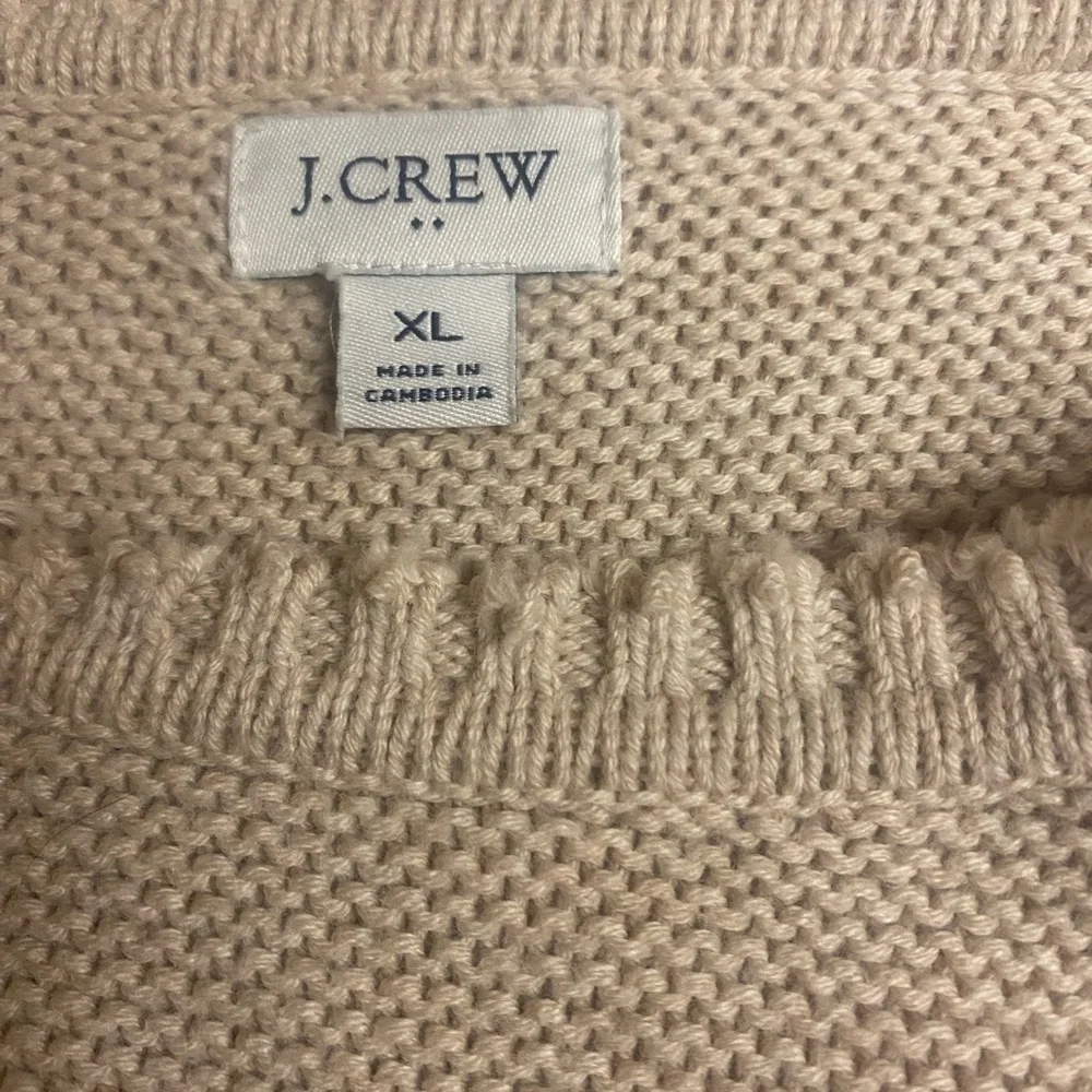 J. Crew Classic Beige Wool Blend Crew Neck Chunky Sweater Size XL